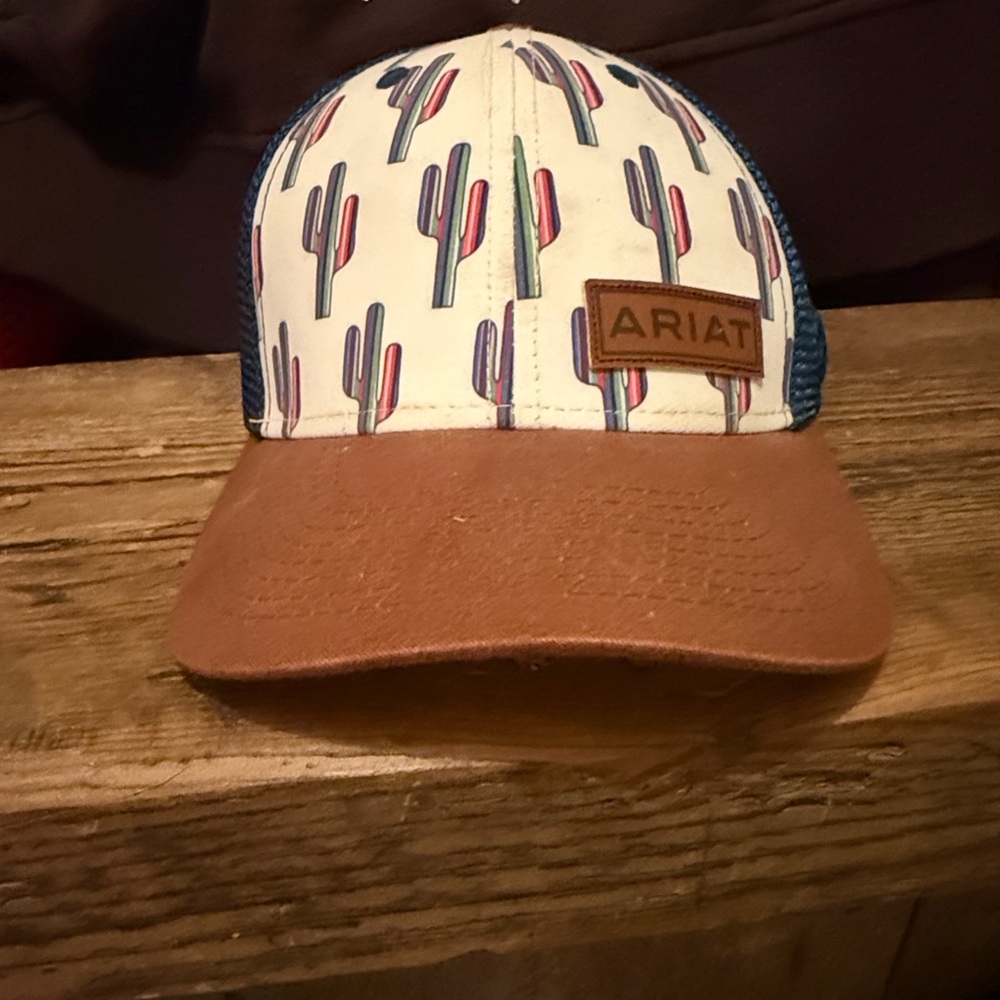 Ariat Cactus Pattern Hat with Brown Brim